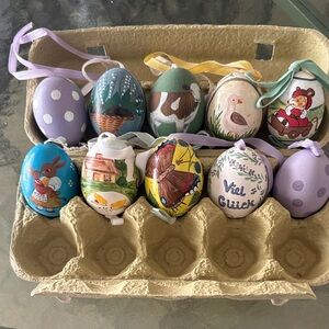 Charming Easter Egg Ornament Set with Pastel Designs